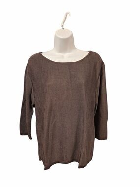 POWWOW Knit Round Neck Sweater Women’s Size 2 Brown 7309